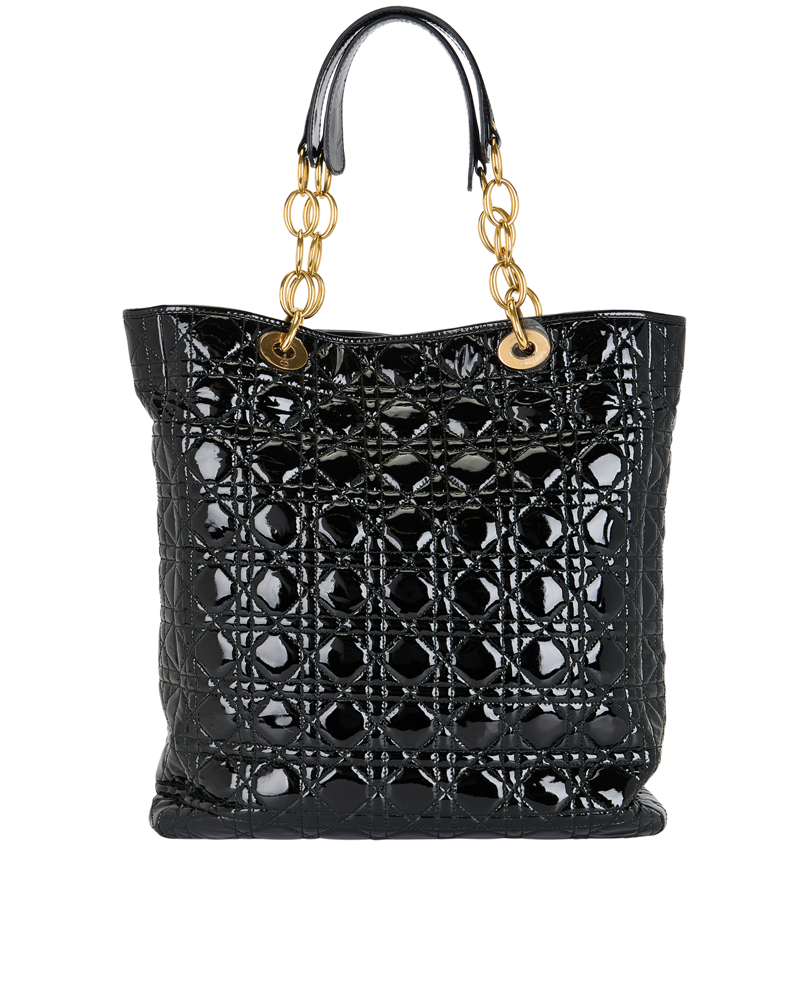 Grand Sac Soft Cannage Tote, &pound;695, Handbags, Black, Patent Leather, Back view